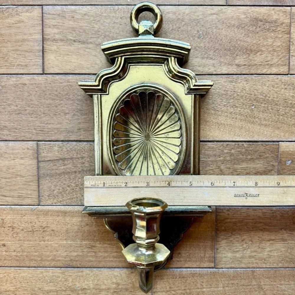 VTG 1982 Homco Syroco Gold Hollywood Regency Wall Candle Holder 4234 Scone USA
